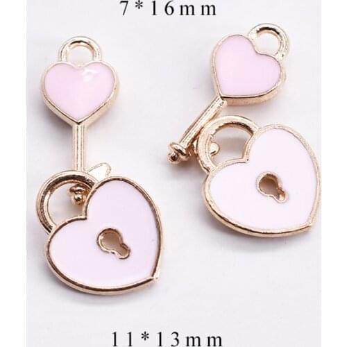 10pcs/Lot Diy Key Lock Handmade Oil Enamel Charms Design for Jewelry Making Earring Bracelet or Necklace