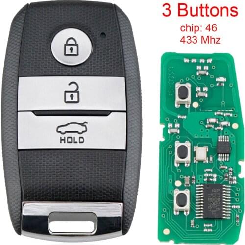 3 Buttons 433MHz FSK Keyless Full Smart Remote Car Key Fob with ID46 PCF7952 Chip P/N 95440-3W600 95440-2T520 Fit for KIA K5