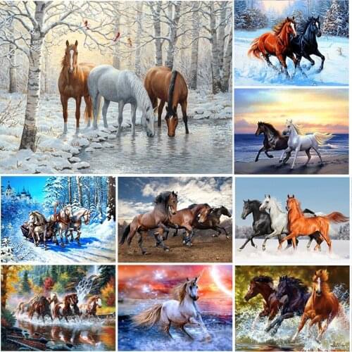5D Diamond Painting Horse Cross Stitch Kit Full Drill Diamond Embroidery Animals Mosaic Art Picture of Rhinestones Home Decor