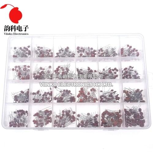 960pcs 24value*40pcs=960pcs 50V Ceramic Capacitor Assorted kit Assortment Set + Box