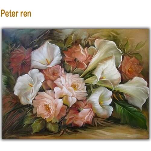 Peter ren Diamond Embroidery flower Cross Stitch Diy Diamond Painting Rhinestone Home Decoration Mosaic needlework "Rose Lily"