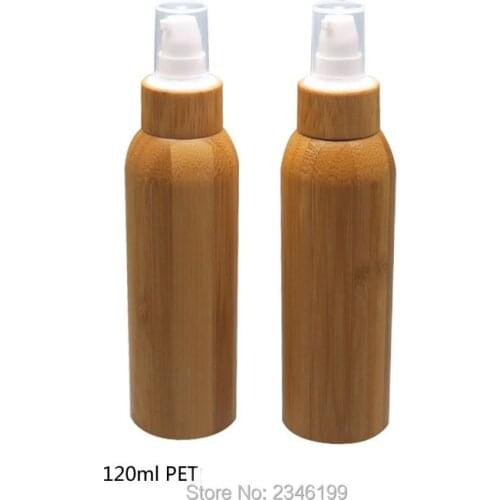 120ML 10pcs/lot DIY Bamboo Lotion Pump Bottle,Empty Bamboo Elegant Cosmetic Emulsion Refillable Bottle,Cosmetic Liquid Container