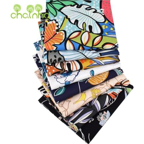 Chainho,Printed Plain Poplin Cotton Fabric,DIY Sewing Quilting Material For Baby&Childs Shirt,Skirt,Dress,Cartoon Jungle Series