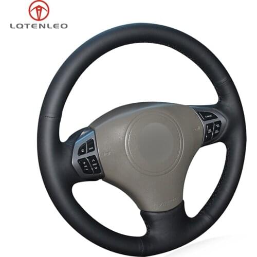 LQTENLEO Black Genuine Leather Car Steering Wheel Cover For Suzuki Grand Vitara 2006 2007 2008 2009 2010 2011 2012 2013 2014