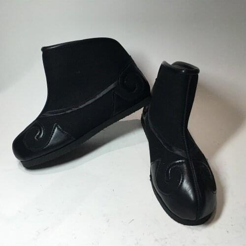 Black opera shoes for soldier chinese swordsman shoes vintage dynasty boots drama shoes sun wukong shoes black performance boots