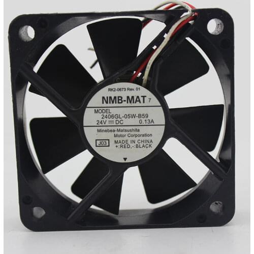 For NMB 2406GL-05W-B59 6015 60mm DC 24V 0.13A server inveter cooling fan