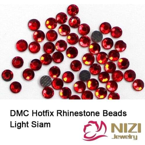 DMC Hotfix Rhinestones For Wedding Designs Light Siam Iron On Strass Round Flatback Glue Backing Strass Chatons DIY Scrapbooking