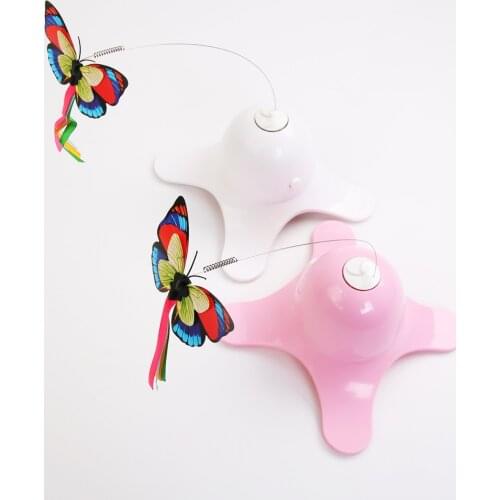 Electronic Pet Cat Toy Smart Automatic Funny Cat Exercise Toy Electric Rotating Kitten Toys Butterfly Cat Stick Interactive Toy