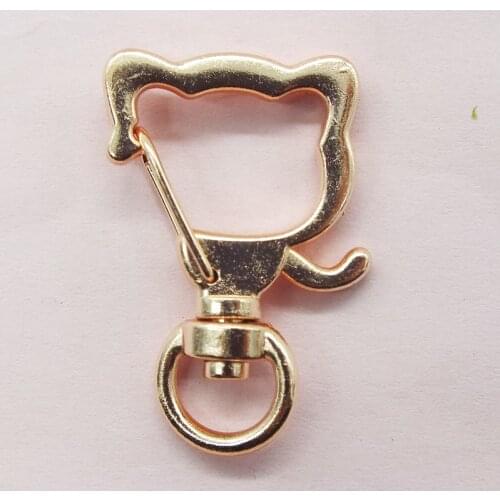 Hot Sale 100pcs 22X33MM Cat shape High Quality Zinc Alloy Carabiner Swivel Clasps For Key Ring & Key Chain Rose Gold Tone