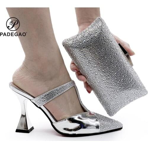 Hot sale italian shoes with matching bags 9CM african shoes and bags matching set for party italian shoes and bags set