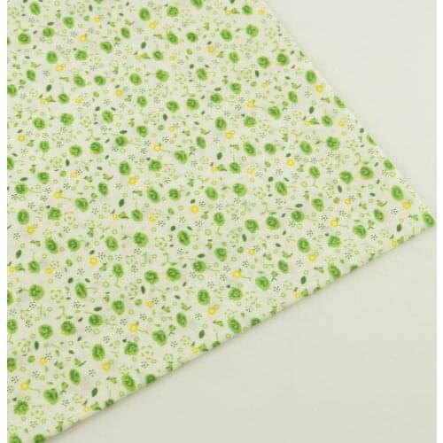 Fat Quarter Cotton Light Green Fabric Cuted Flower Design Patchwork Home Textile Dolls Scrapbooking Tecido Sewing Cloth CM Plain