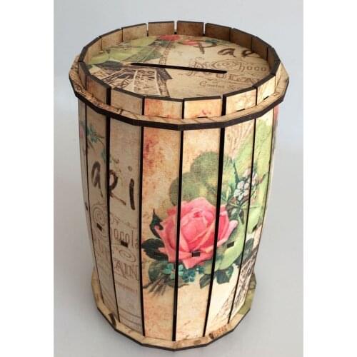Barrel Money Box Piggy Bank Handmade Barrel Wood Safe Money Bank Paris
