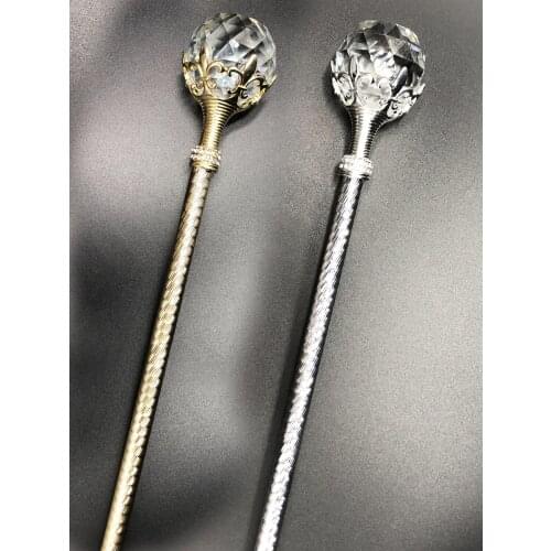 Crown WIth Crystal Ball Toy Magic Wand Scepter King Walking Stick Children Princess Fairy Stage Props Little Girl Performance