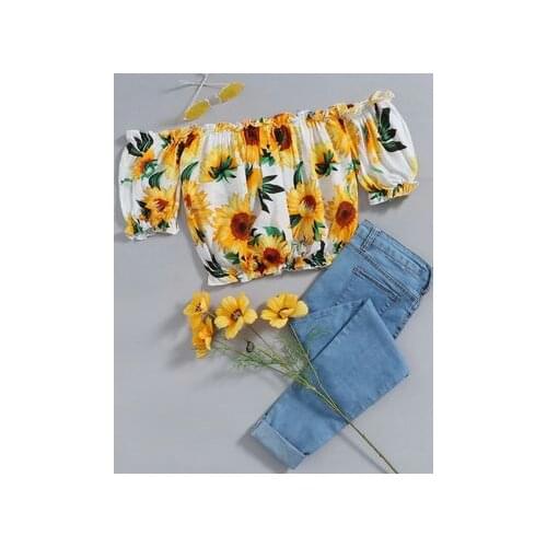 Summer Sexy Women Shirt One Neck Short Sleeve Rubber Band Beach Short Rayon Print Women Shirt Top