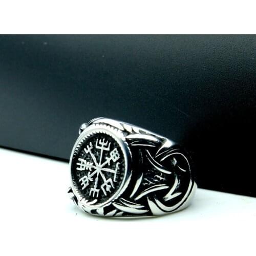Megin D Stainless Steel Titanium Viking Pirate Totem Vintage Retro Boho Rings for Men Women Couple Friends Gift Fashion Jewelry