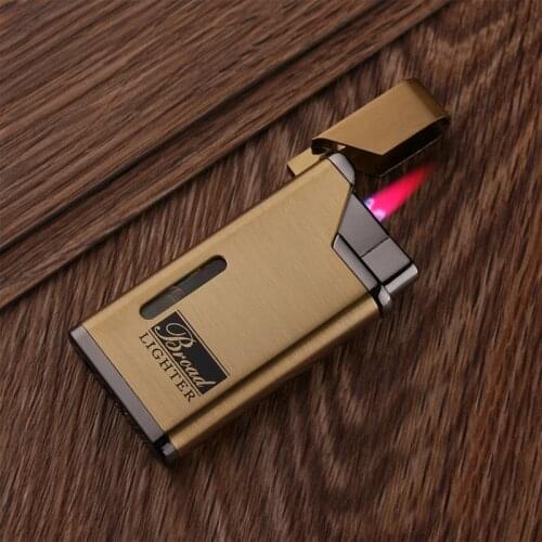 Metal Body Ultra-thin Personality Butane Gas Lighter Creative High Temperature Red Flame Windproof Inflatable Cigarette Lighter