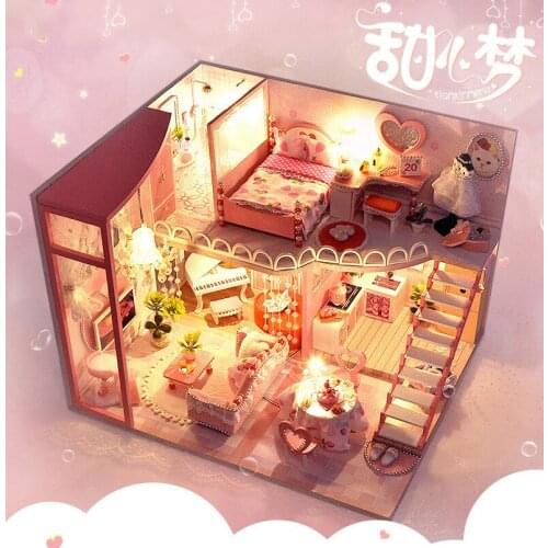 DIY Mini Dollhouse Kit Dollhouse Furniture Handmade Model Construction Toy Children Birthday Gift Adult Puppet House
