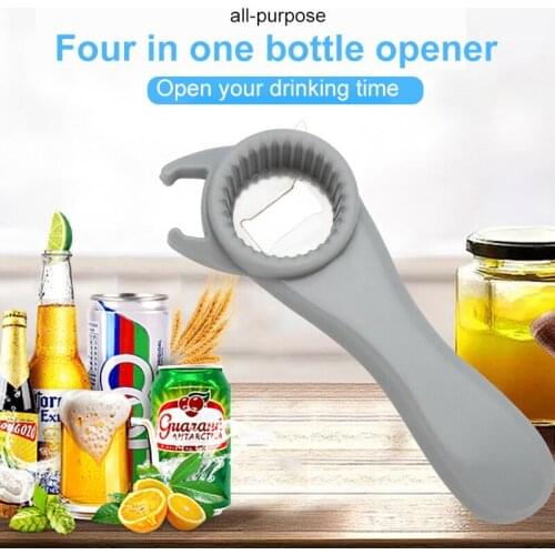 Multifunctional 4 In 1 Beer Bottle Opener Stainless Steel Can Opener Manual Bottle Drink Opener Lid Remover Bar Kitchen Tools