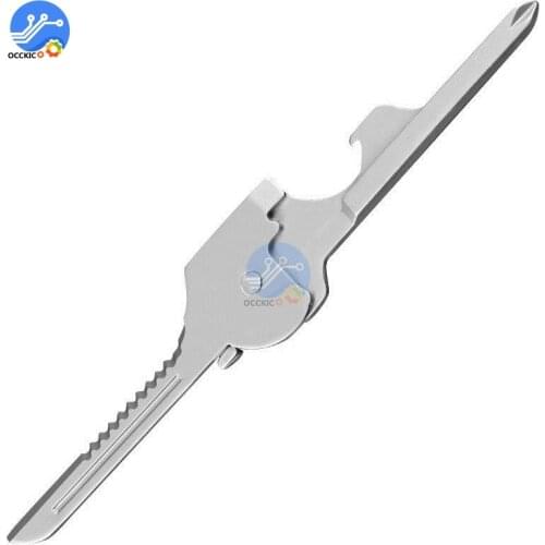 6 in1 Stainless Steel Multi Tool Keychain Utiliity Camping Swiss Pocket Survival Utili-Key Multi Function Keys Opener Gear