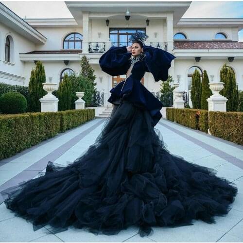 Fashion Emerald Navy Blue Evening Dresses 2021 Long Sleeve Ruffles Tulle Lace Pregnant Women Cape Maternity Formal Evening Gowns