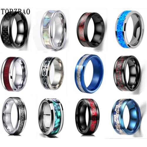 8mm stainless steel ring combination mosaic patch technology mens rings, womens rings fashion jewelry accessories 37 styles