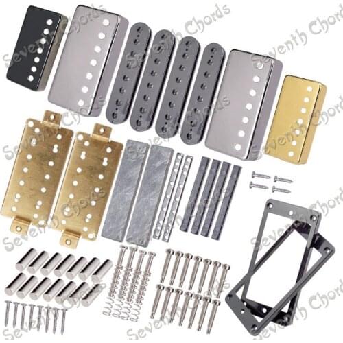 A Set 7 Hole Humbucker Kits Producing Accessorie/Pickup Cover/Bobbin/Baseplate/Bar Magnet/Pole Slug for LP 7 String Guitar