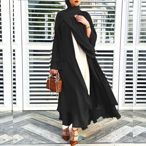Solid Open Abaya Kimono Dubai Turkey Kaftan Muslim Cardigan Abayas Dresses For Women Casual Robe Femme Caftan Islam Clothing