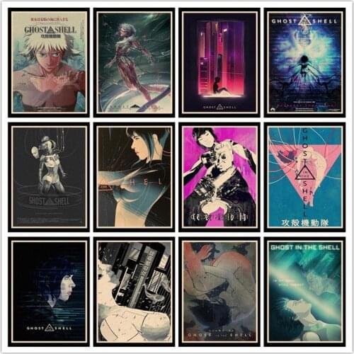 Perfect JL Ghost in the Shell Poster Wall Stickers Vintage Poster Prints High Quality For Bar And Home Decor HBB31