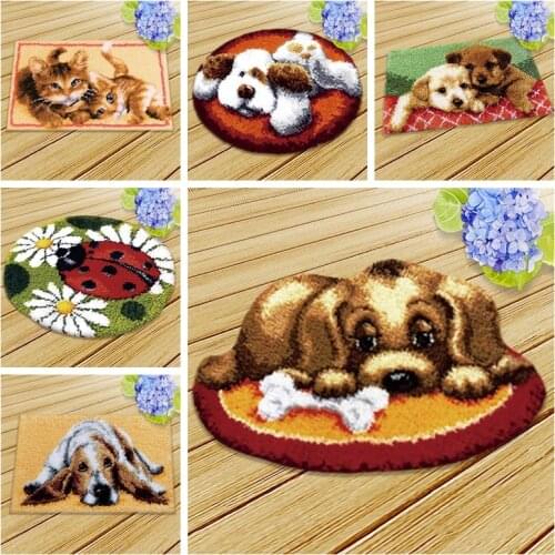 Prajna Animal Latch Hook Rug Kits Carpet Embroidery Set Needlework Knitting Nature Bedroom Carpet Latch Hook Kit knooppakket