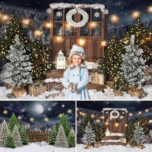 Christmas Backdrop Glitterlight Christmas tree Wreath Snowflake Baby Children Photography Background Birthday Party Decor Banner