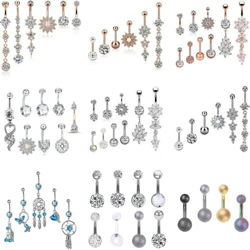 1Set Surgical Steel Piercing Ombligo 14G Women Navel Piercing Belly Piercings Belly Button Piercing Dangle Earrings Body Jewelry