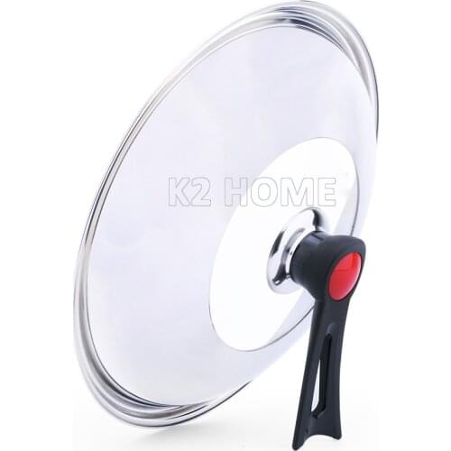Window Glass Lid Replacement Diameter 32cm Wok Cover Tempered Universal Pot Lid Replacement with Stand Holder Handle