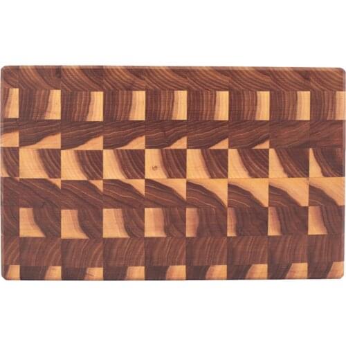 Soandora End Grain Cutting Board Elm Natural Texture and Fishbone Pattern