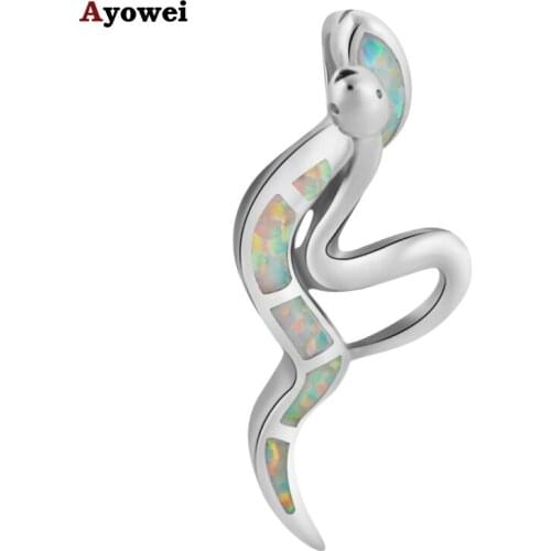Special Snake design Delicate gift for Lover White stamp silver plated Fire Opal Fashion jewelry Necklace Pendants OP497A