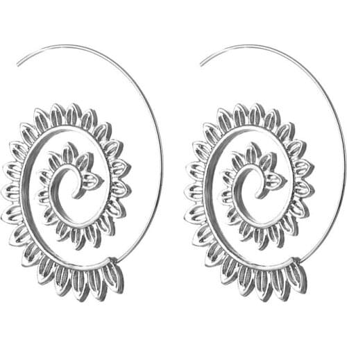 Spiral Hoop Earrings for Women Girls Vintage Tribal Swirl Earrings