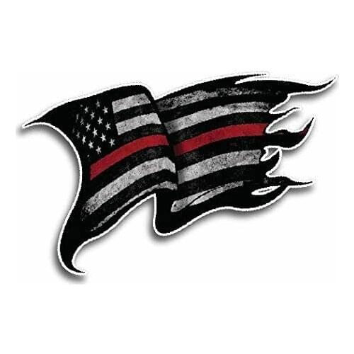 Tattered Distressed Thin Red Line American Flag Heat Transfer Iron on USA RLM Stickers for Cars, Motos, Laptops, Industry