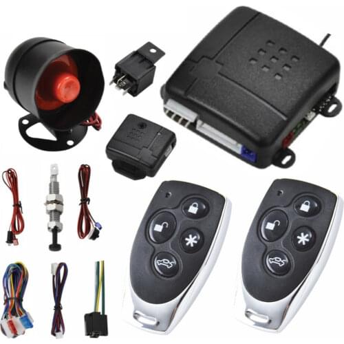 Car Alarm Vehicle System 1-Way Remote Central Door Lock Keyless System With 2 Remote Control Burglar Protection Security System