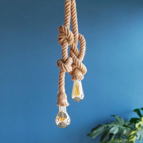 Vintage Decorative Led Pendant Ceiling Lamps Rope Chandelier For Living Room Decoration Kitchen Accesories Light Lampara Techo