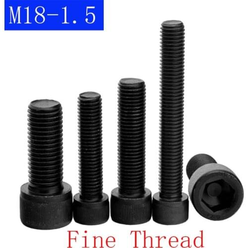 M18 - 1.5 ( 18mm ) FINE Thread Socket Head Caps Screws 12.9 Alloy Steel Black Oxide DIN 912 ISO 4762