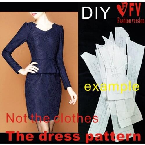 Cutting pattern womens long-sleeved dress clothing design drawings BLQ-393