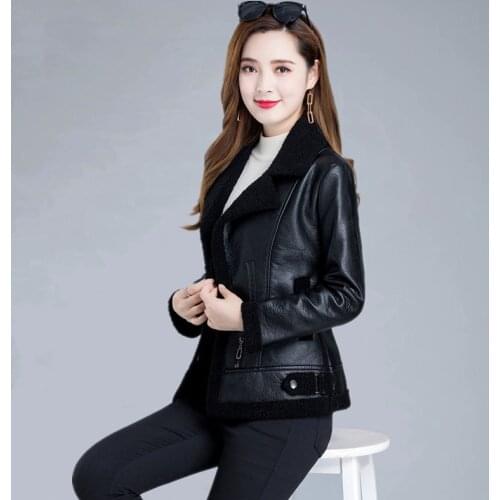 Plush Padded Leather Women 2020 Autumn And Winter New Korean Version Of PU Fur One Short Imitation Lamb Fur Coat Lady Jacket L35