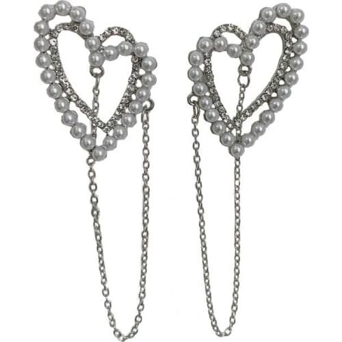 POTCET Womens Love Pearl Earrings Geometric Fashion Retro Hip Hop Personality Travel Memorial Jewelry