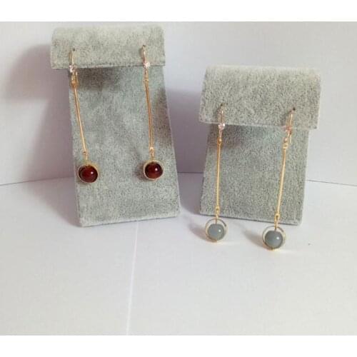 Grace Jun 4 Colors Choose New Style Natrual Stone Gold Color Tassel Earrings for Women Party Charm Gold Color No Hole Ear Clip