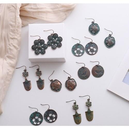 8 Styles Flower bird plants Ethnic Dangle earrings vintage bronze Drop Earrings Women Jewelry Earrings for festival girls gifts