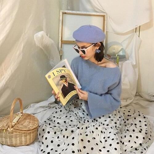 Winter Cheap Solid Color Beret Caps Female Bonnet Women Caps Lady Painter All Matched Warm Walking Hat Purple Beret