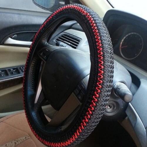 1 X HOT Sale 38CM Ice Silk DIY Car Steering Wheel Cover Summer Helper Cool Black Beige Grey Color
