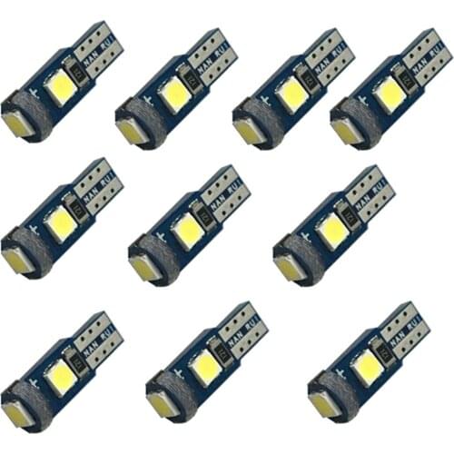 10Pcs W3W T5 LED Dashboard Instrument Light Bulb W1.2W Canbus Car Interior Lights Warm Wedge Indicator 12V Car Dashboard Lights