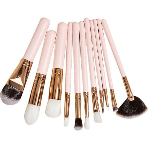 11Pcs Nylon Makeup Brushes Professional Foundation Powder Blush Eyeshadow Eyebrow Kabuki Blending Brush Set
