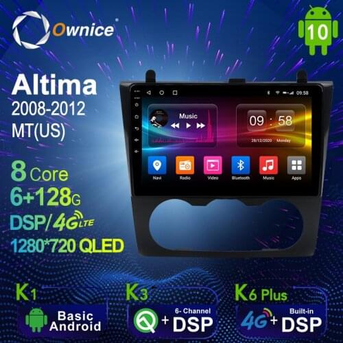 1280*720 Android 10.0 K3 K6 Plus Car Multimedia Auto Radio for altima 2008-2012 MT(US) 4G LTE Audio GPS Player 8 Core