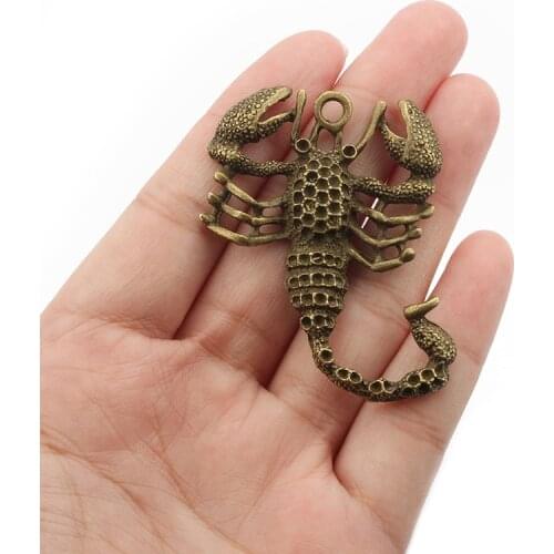 3PCS Antique Bronze Large Scorpion Charm Pendant for Necklace Jewelry Findings Making 51x38mm
